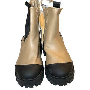 A New Day Boots Women Size 6 Water Repellent Taupe Black Elastic Stretch 17730